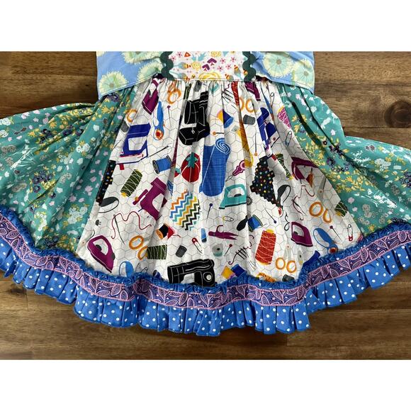 NEW Matilda Jane Platinum Sew It Seems Fancy Shasta Sleeveless Green Blue Dress - Picture 4 of 8